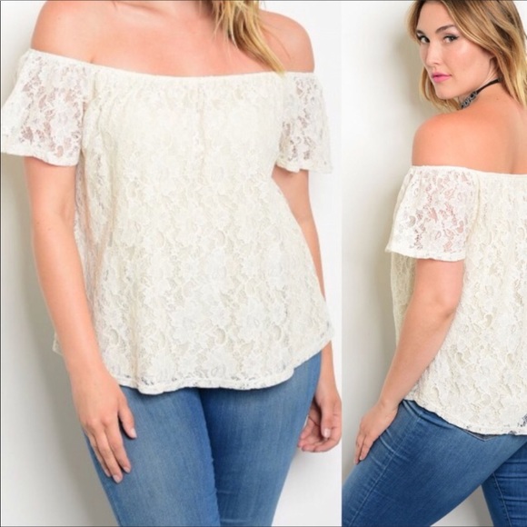 NWT Ivory Lace Cold Shoulder Top - Picture 1 of 1